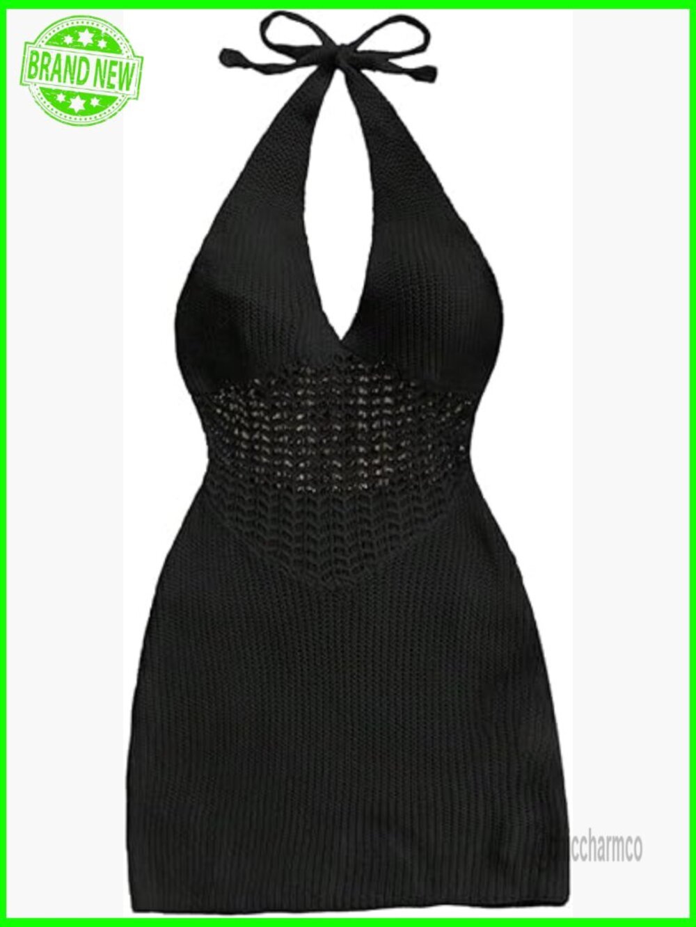Halter Neck Knitted Bodycon Mini Dress Tie Backless Sexy Summer